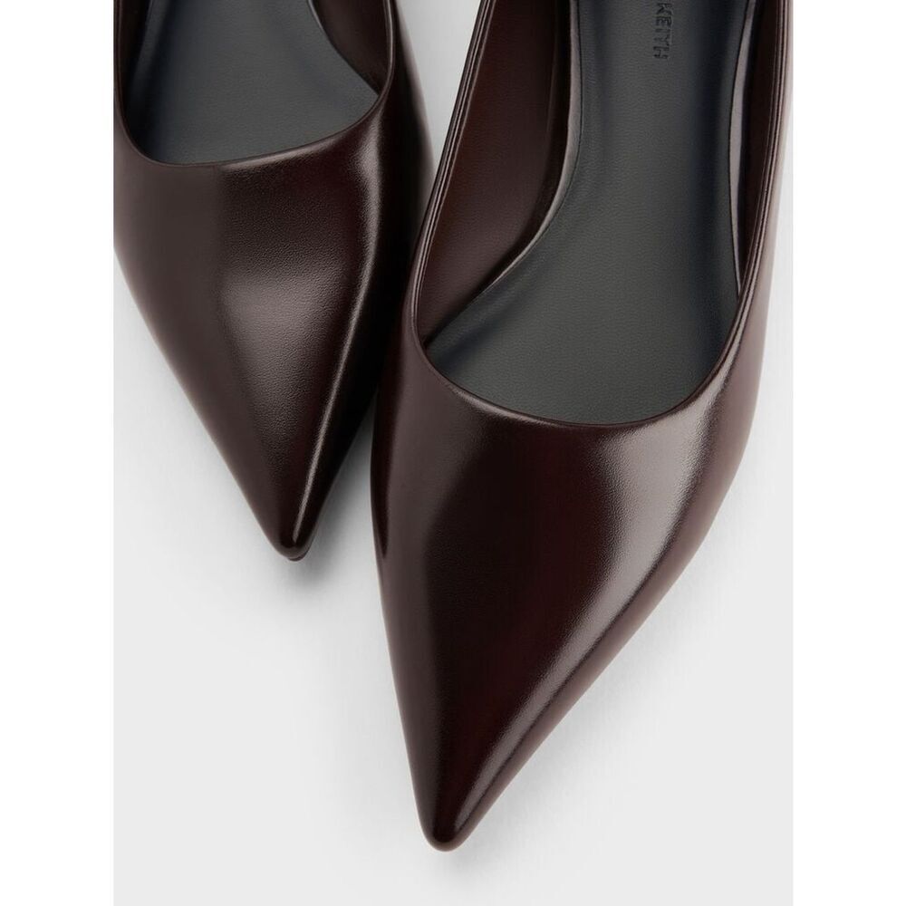 Charles & Keith Erinna Metallic-Accent Pointed Flats - Burgundy - Picture 6 of 13